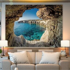 Tapestry Of Ocean Rock Sea Scenic Nature Modern Wall Art Home Decor Cute Gifts